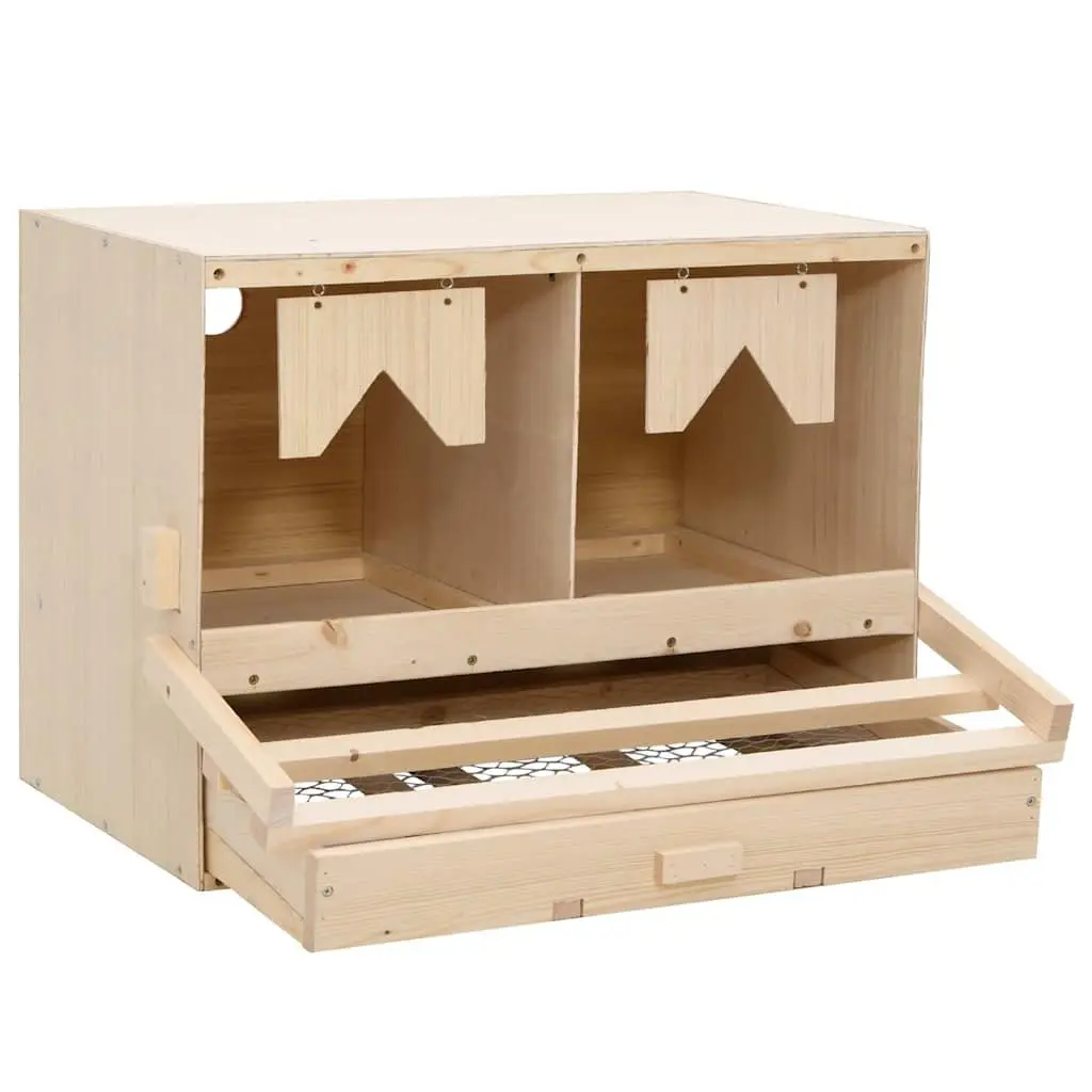 Wooden Chicken Laying Nest Box 2 Compartments for Egg Collection 63 x 40 x 45 cm