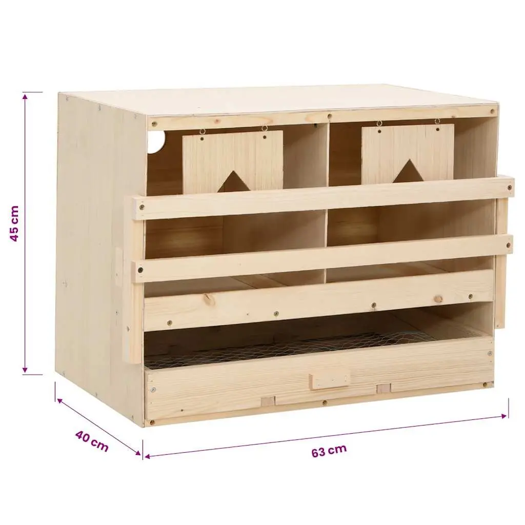 Wooden Chicken Laying Nest Box 2 Compartments for Egg Collection 63 x 40 x 45 cm