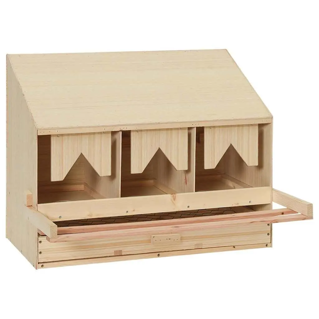 Chicken Nesting Box Egg Collection 3 Compartment Wooden Coop 72 x 33 x 54 cm