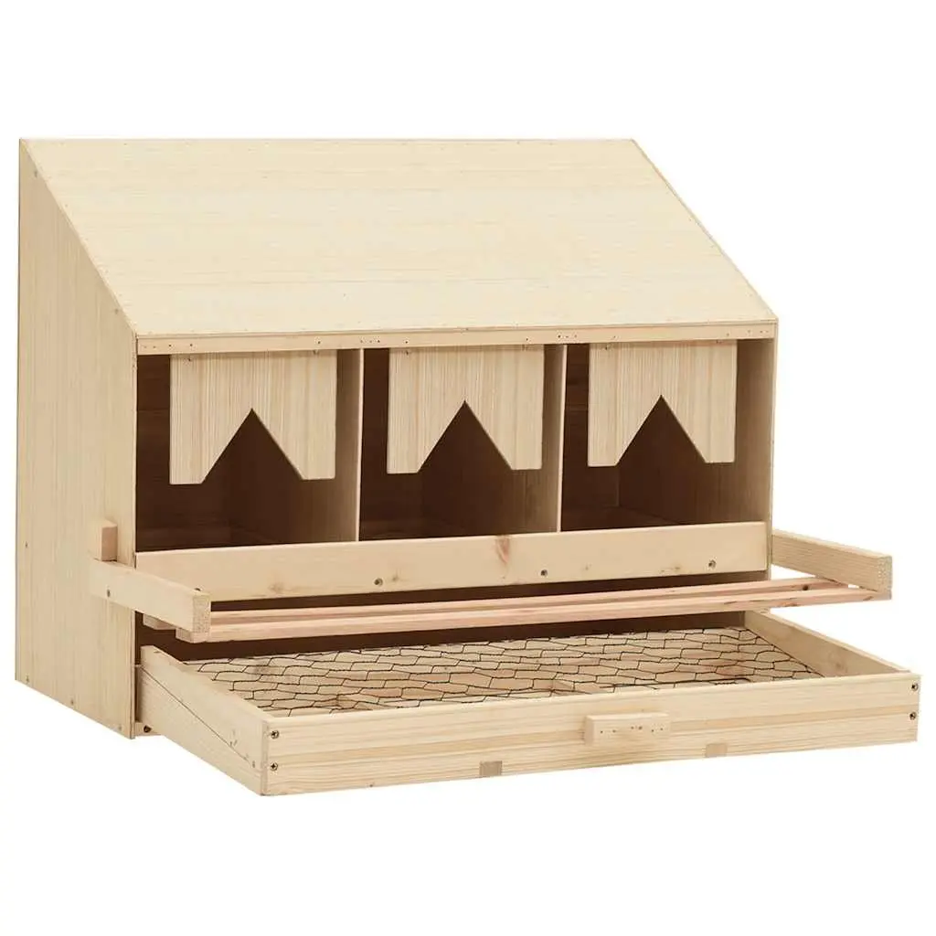 Chicken Nesting Box Egg Collection 3 Compartment Wooden Coop 72 x 33 x 54 cm