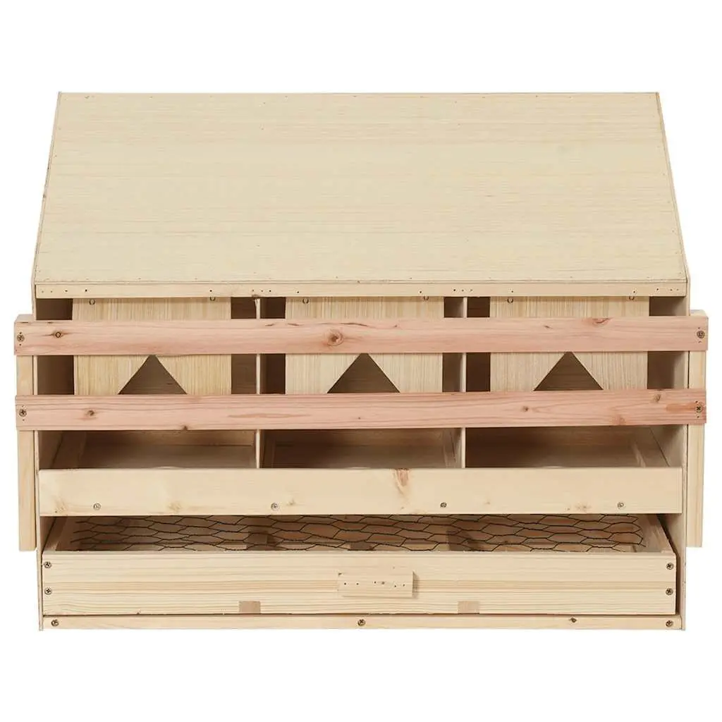 Chicken Nesting Box Egg Collection 3 Compartment Wooden Coop 72 x 33 x 54 cm