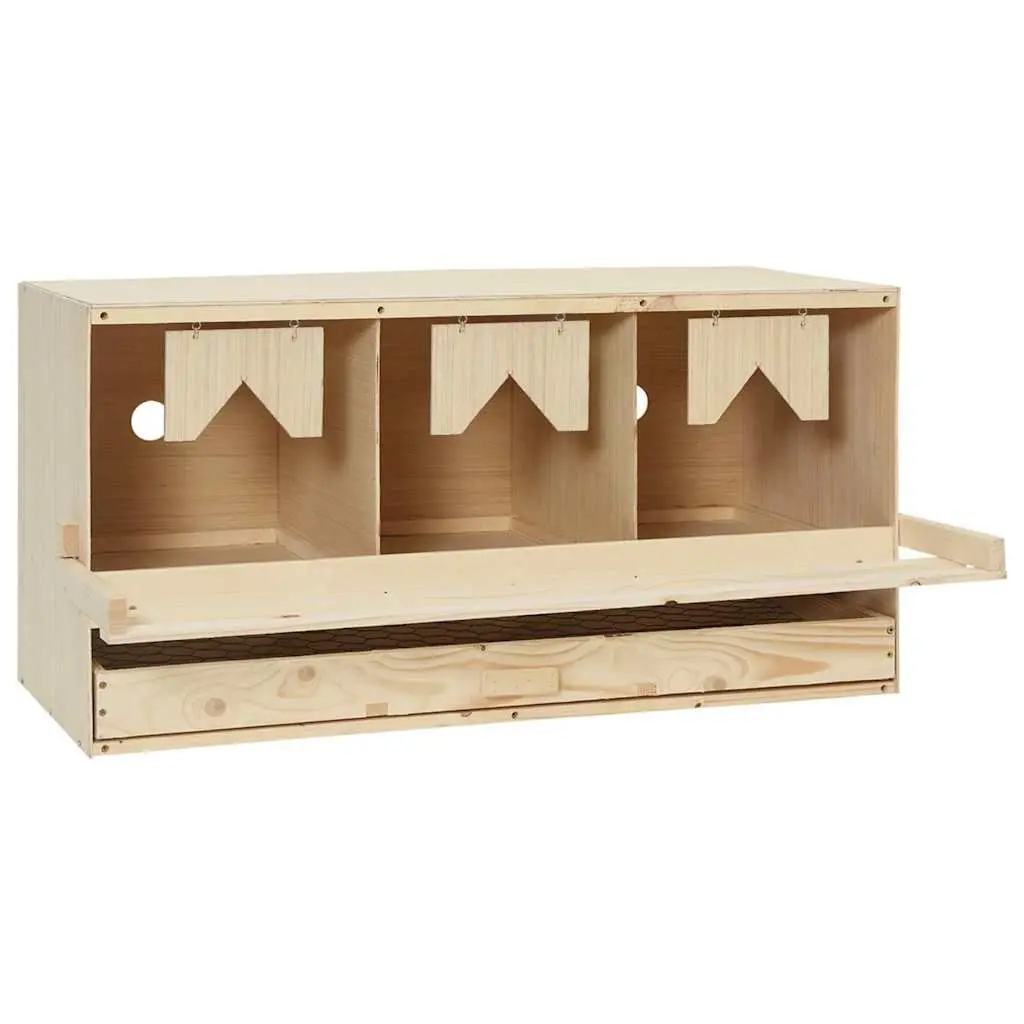 Chicken Laying Nest Box Wooden Poultry Egg Collection 3 Compartments 72 x 33 x 38 cm