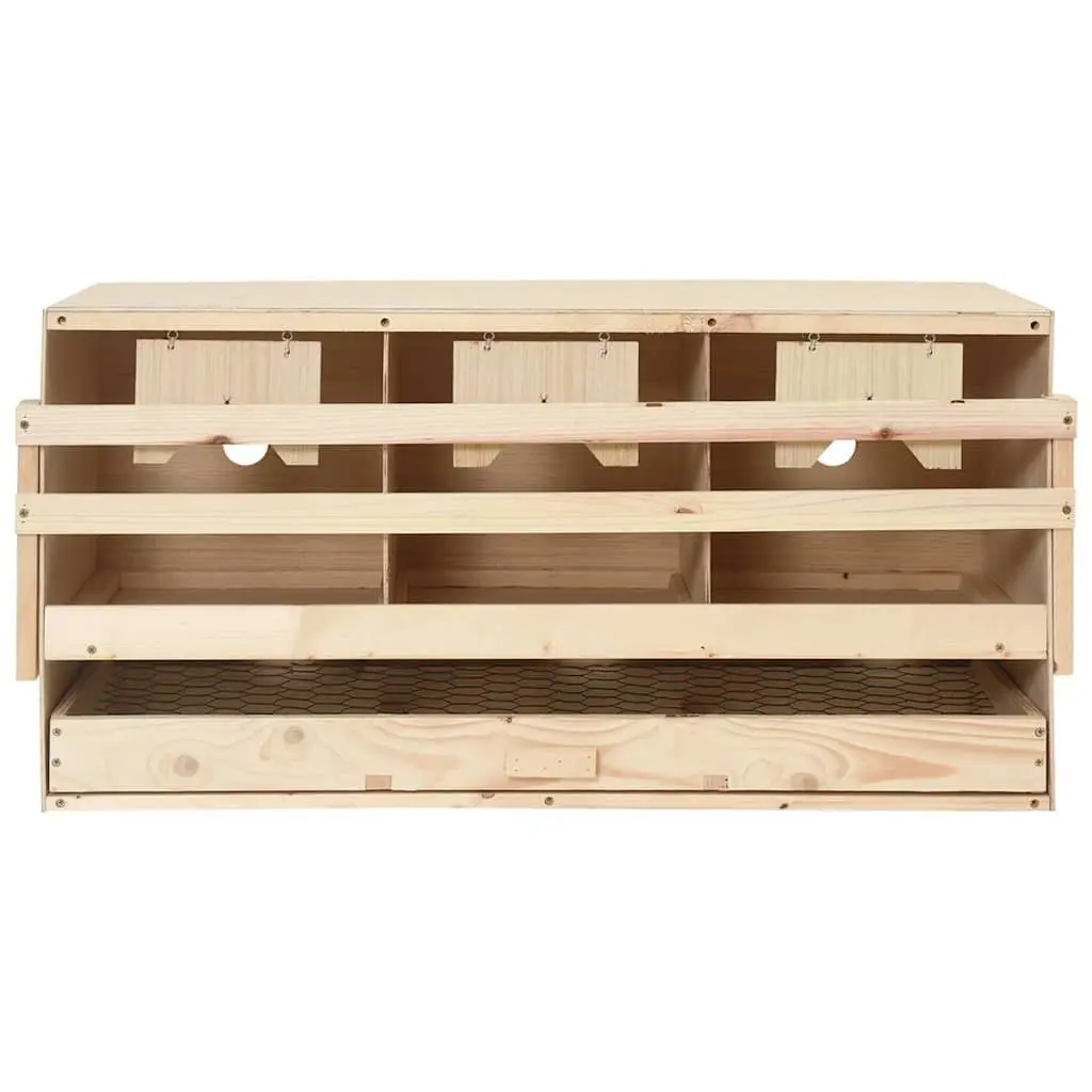 Chicken Laying Nest Box Wooden Poultry Egg Collection 3 Compartments 72 x 33 x 38 cm