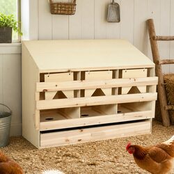 Wooden Chicken Laying Nest 3 Compartments Poultry Nesting Box Egg Collection