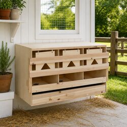 Chicken Laying Nest 3 Compartments Wooden Poultry Nesting Box Egg Collection