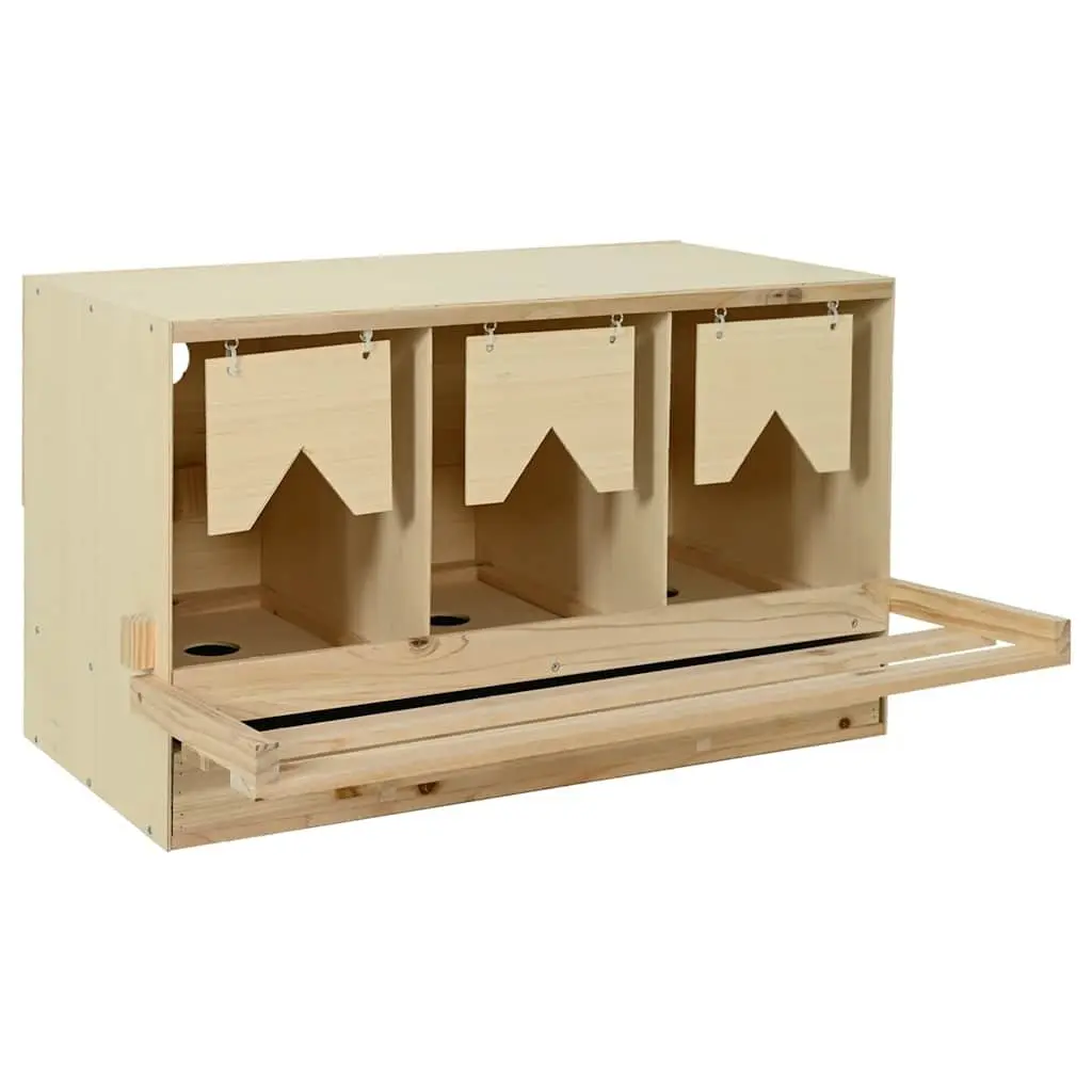 Wooden Chicken Laying Nest 3 Compartments Poultry Nesting Box Egg Collection