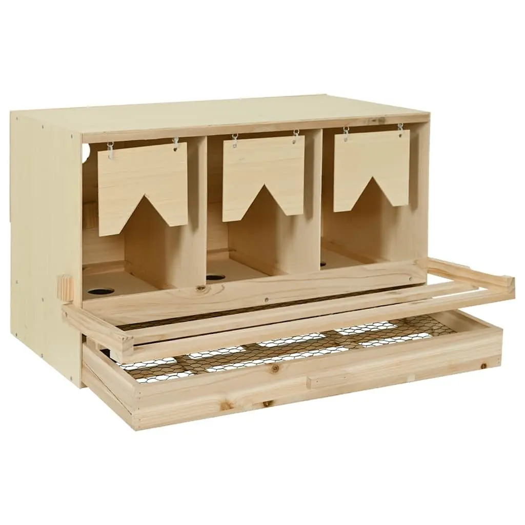 Wooden Chicken Laying Nest 3 Compartments Poultry Nesting Box Egg Collection