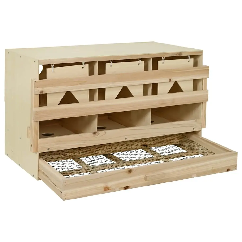 Wooden Chicken Laying Nest 3 Compartments Poultry Nesting Box Egg Collection