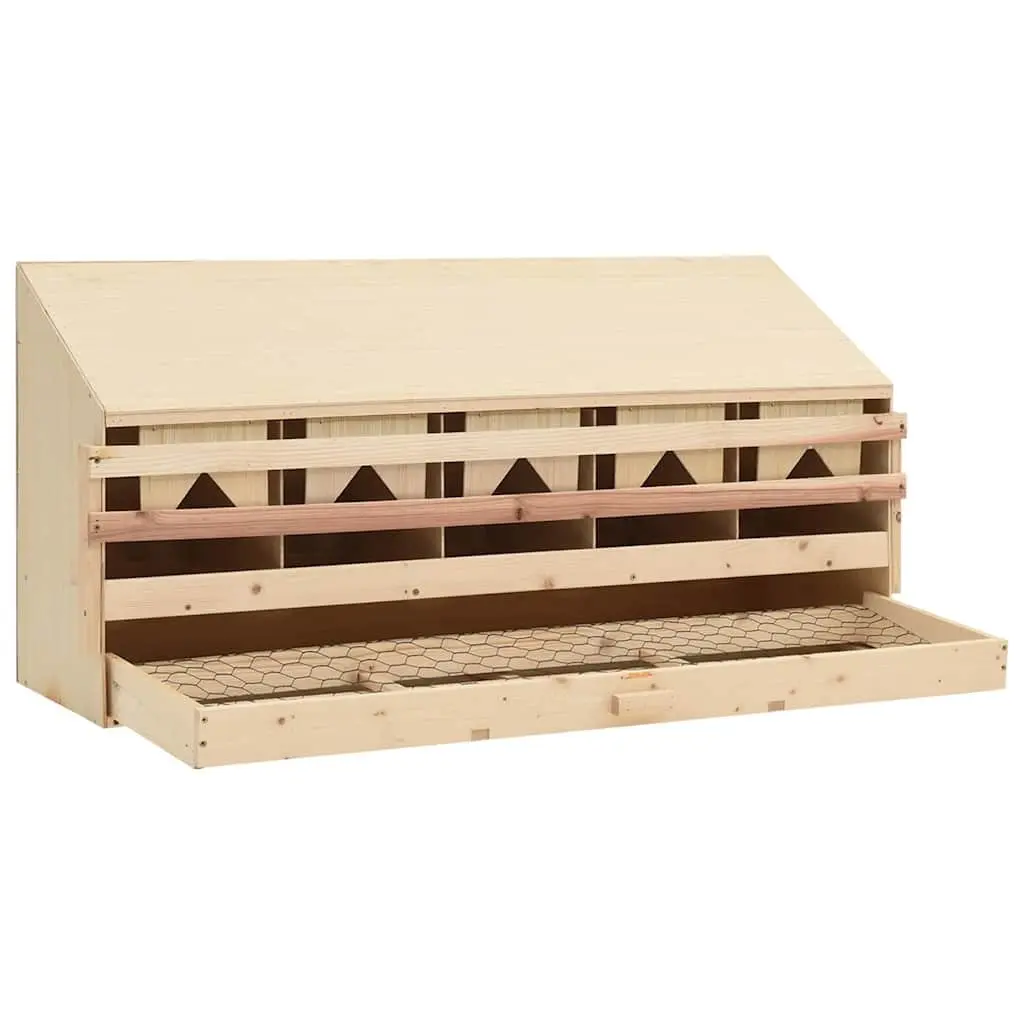 Wooden Nesting Box Chicken Laying Nest 5 Compartments Egg Collection 117x33x54cm Brown