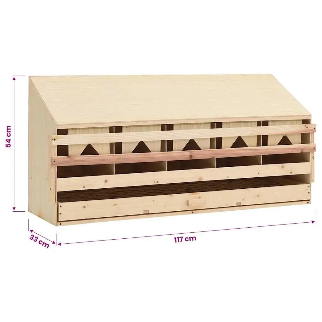 Wooden Nesting Box Chicken Laying Nest 5 Compartments Egg Collection 117x33x54cm Brown