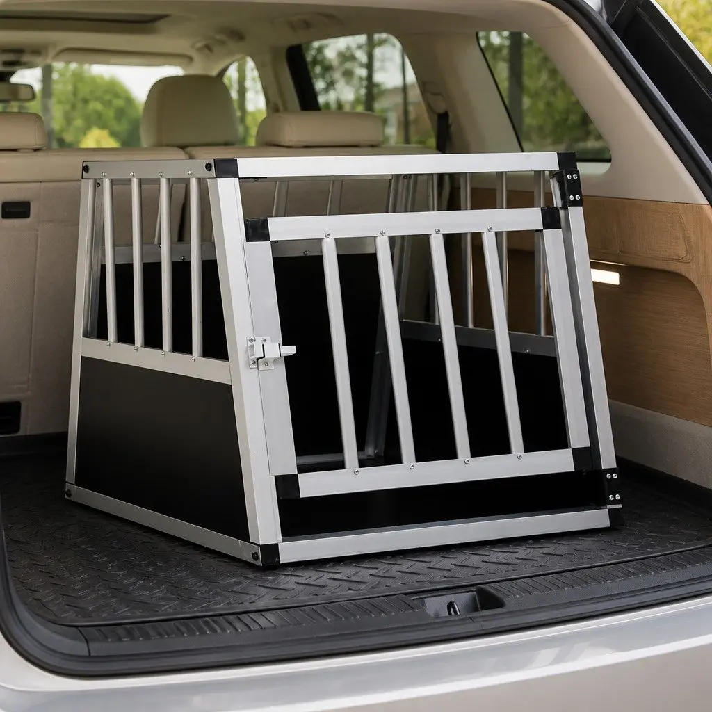 Dog Cage Portable Car Travel Crate Silver 54x69x50cm