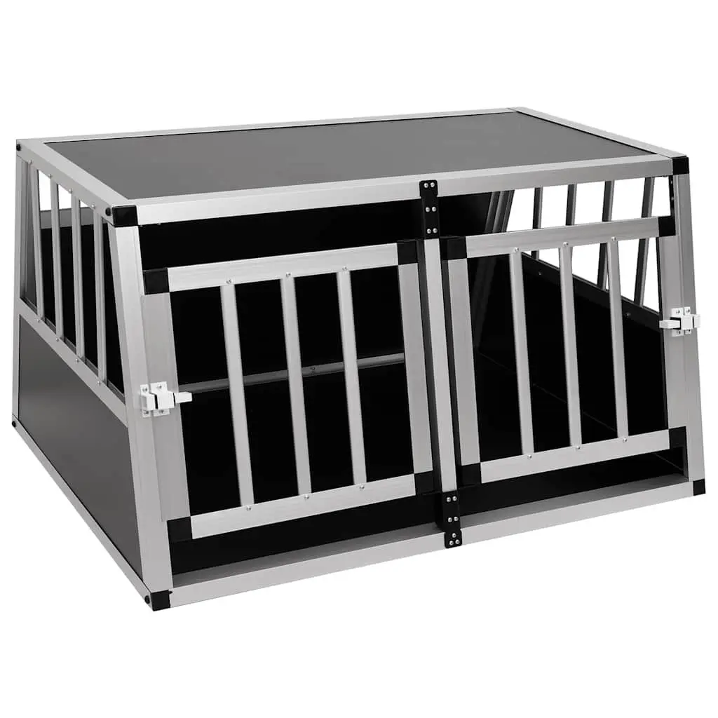 Dog Cage Portable Double Door 89x69x50 cm Silver