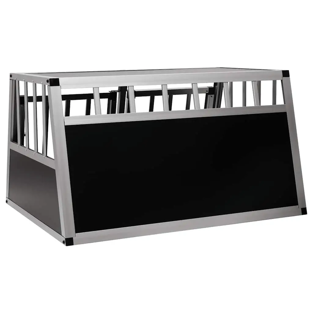 Dog Cage Portable Double Door 89x69x50 cm Silver