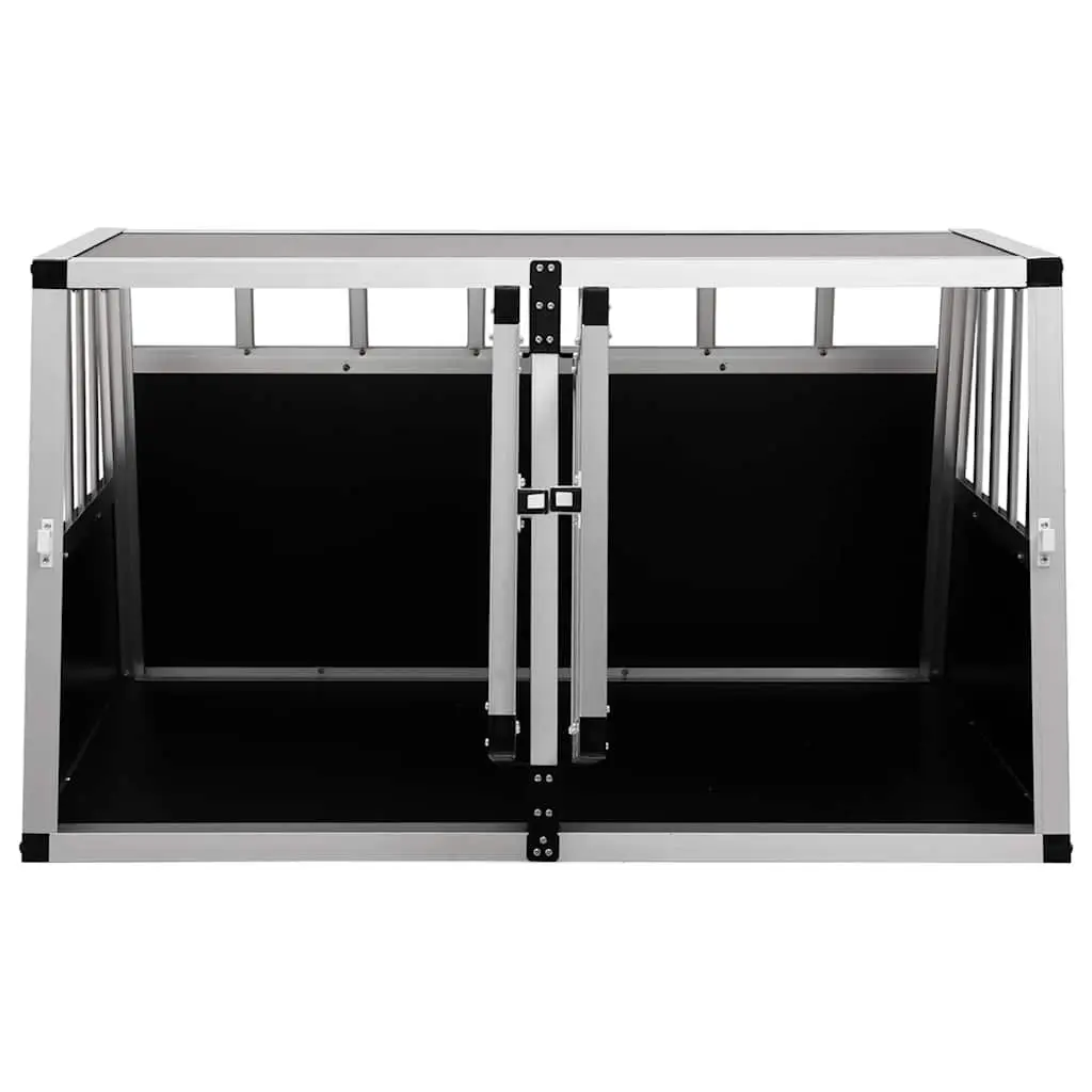 Dog Cage Portable Double Door 89x69x50 cm Silver