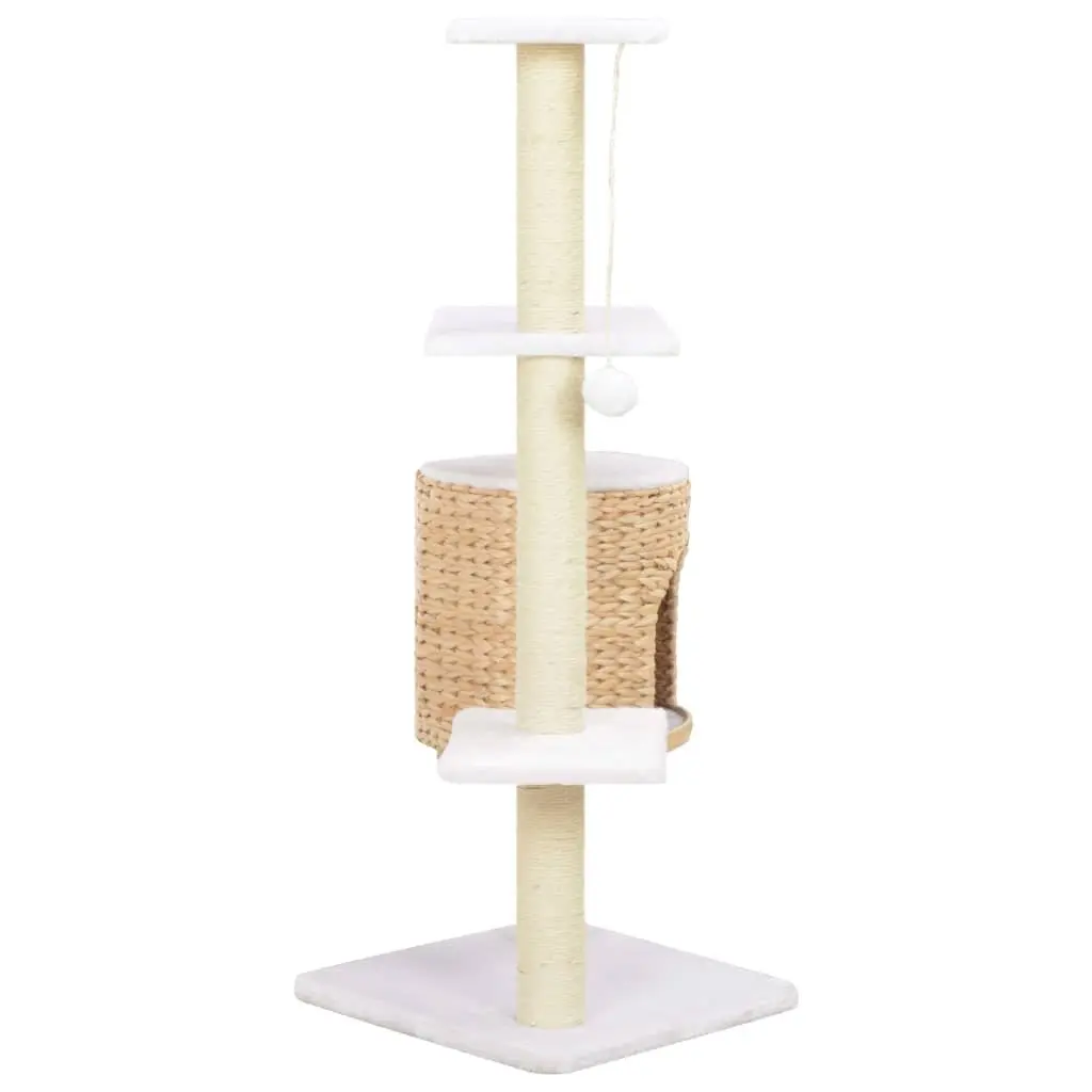 Cat Tree Scratching Post Compact Brown Sisal Rope Perch Climb House Platform