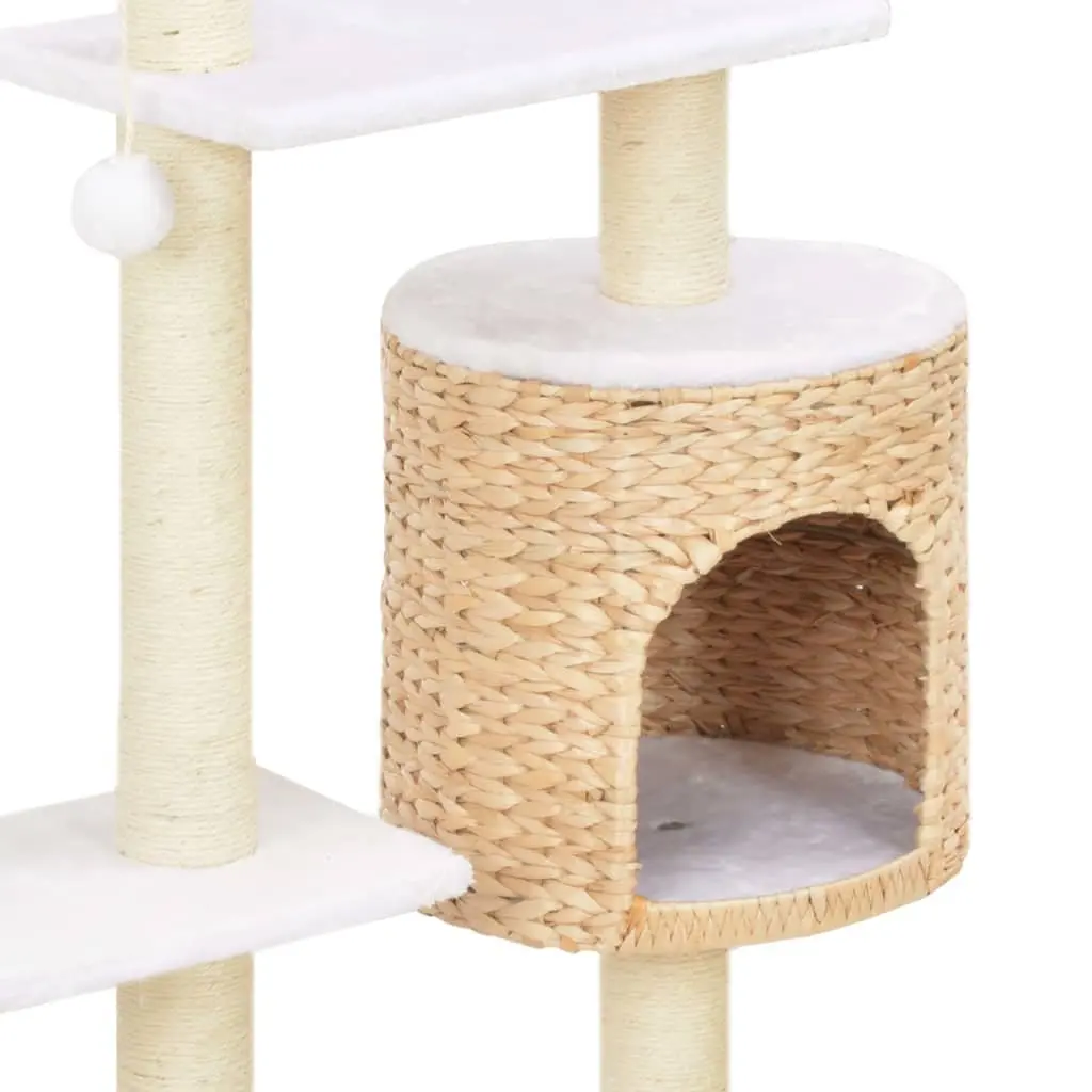 Cat Tree Scratching Post Compact Brown Sisal Rope Perch Climb House Platform