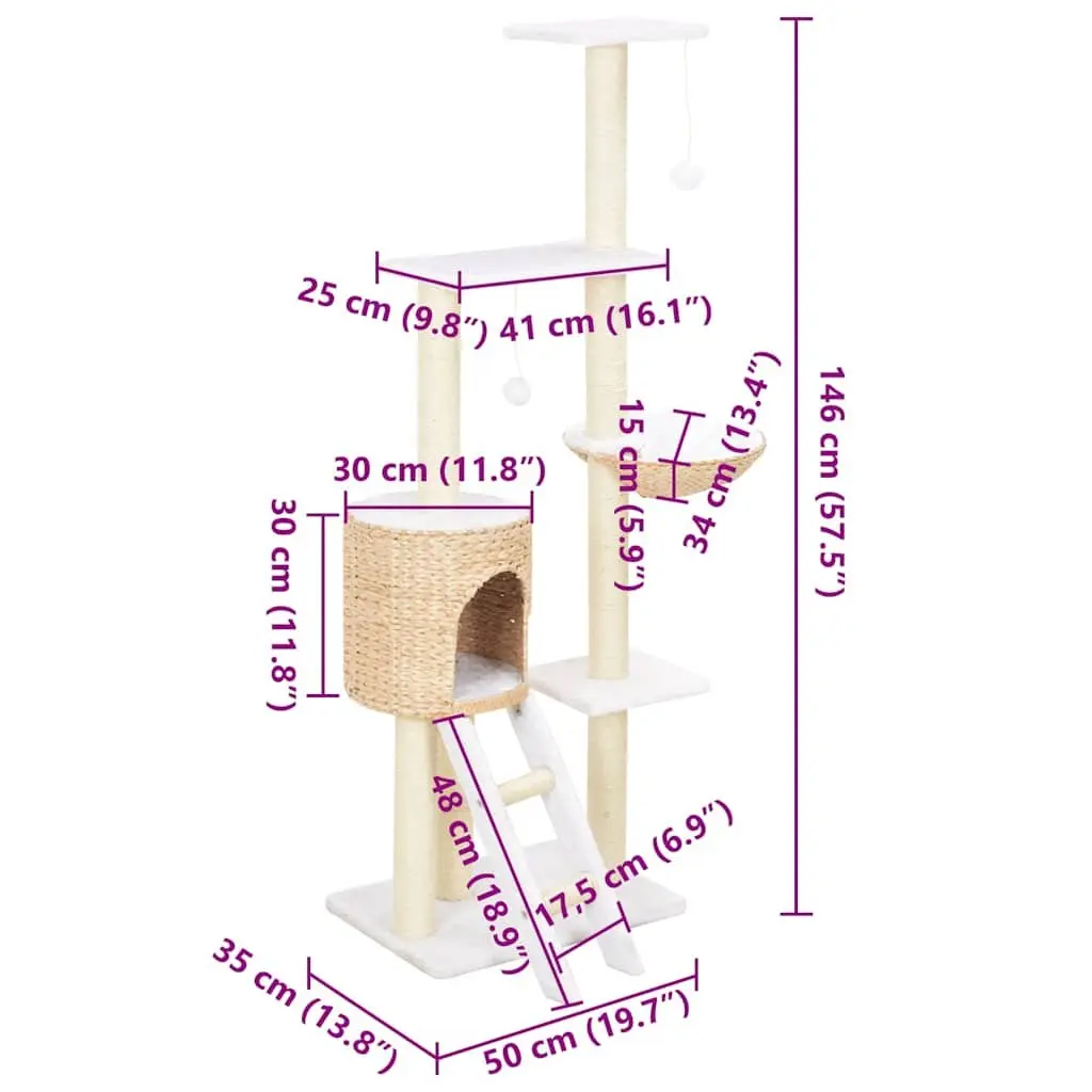 Cat Tree Scratch Post House Platform Brown