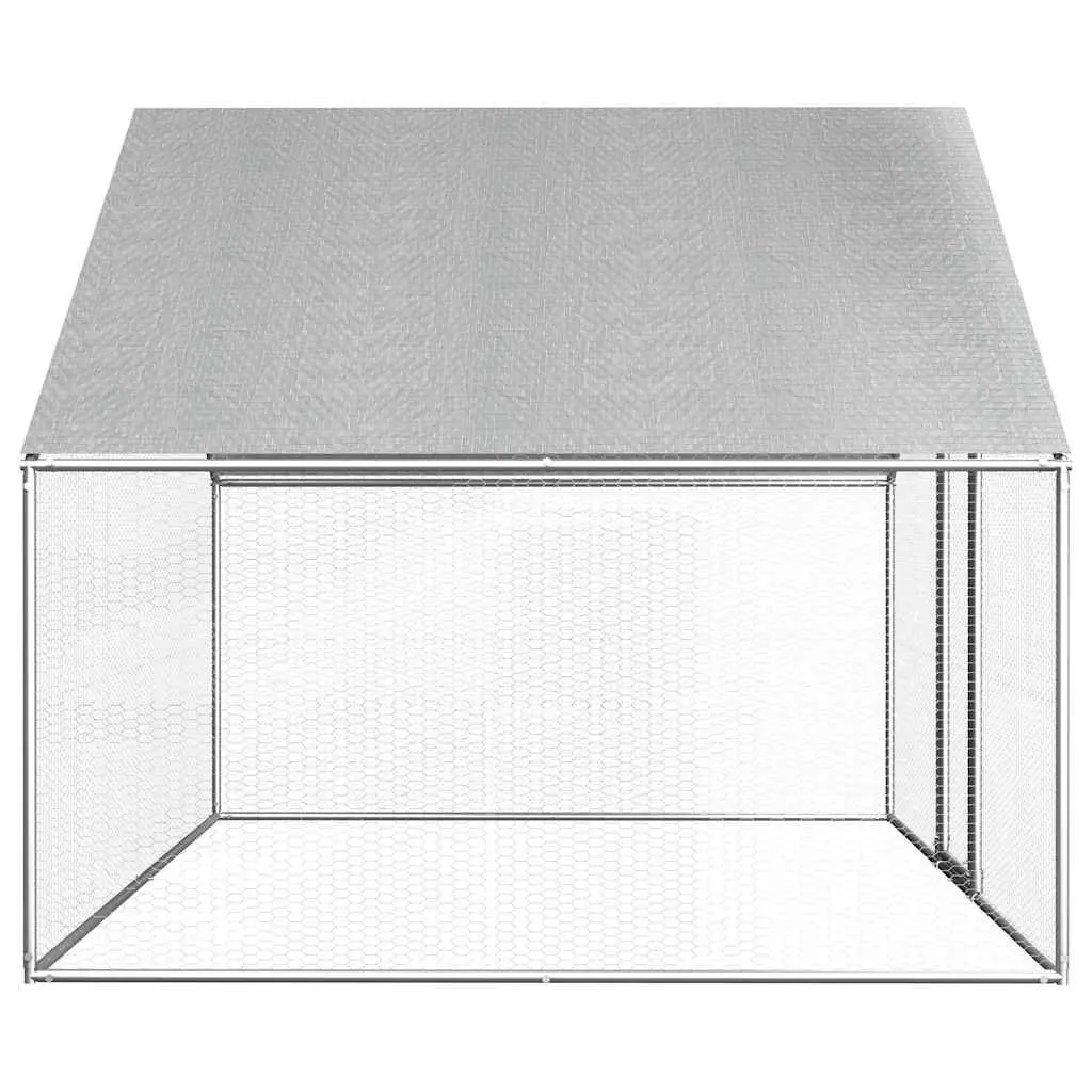 Galvanised Steel Outdoor Run Enclosure 2.75m x 2m x 1.92m for Chickens and Small Animals Silver
