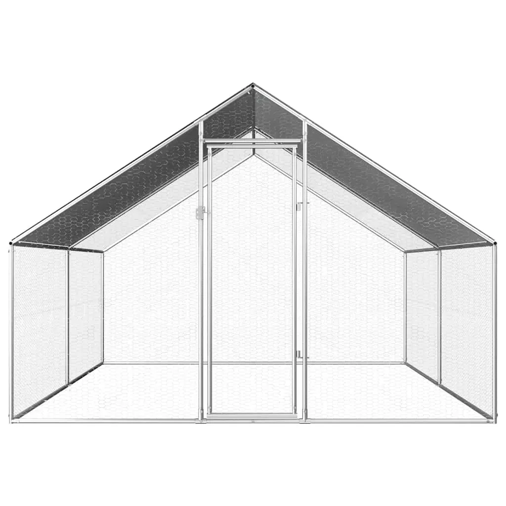 Outdoor Chicken Cage Spacious Enclosure 2.75x4x1.92 m Galvanised Steel Silver