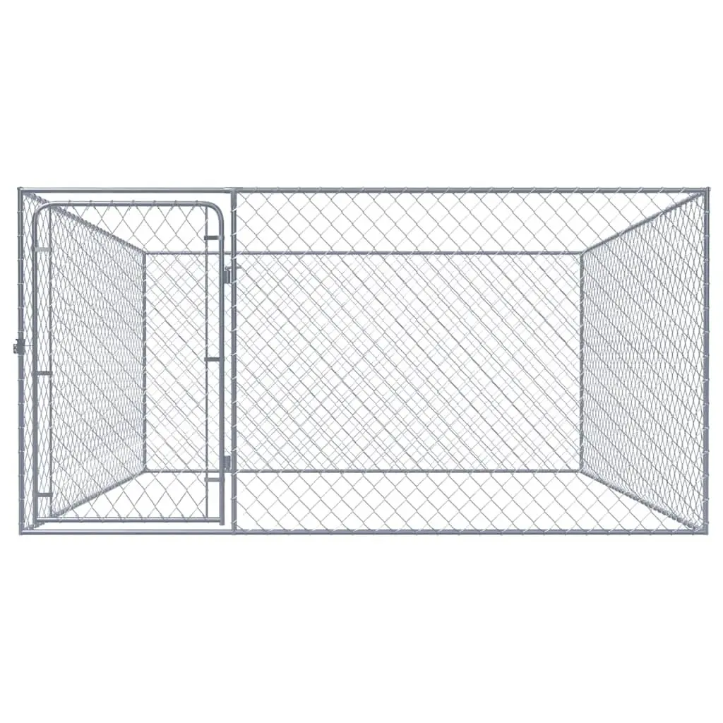 Dog Kennel Outdoor Exercise Pen 2 x 2 x 1 m Silver Galvanised Steel