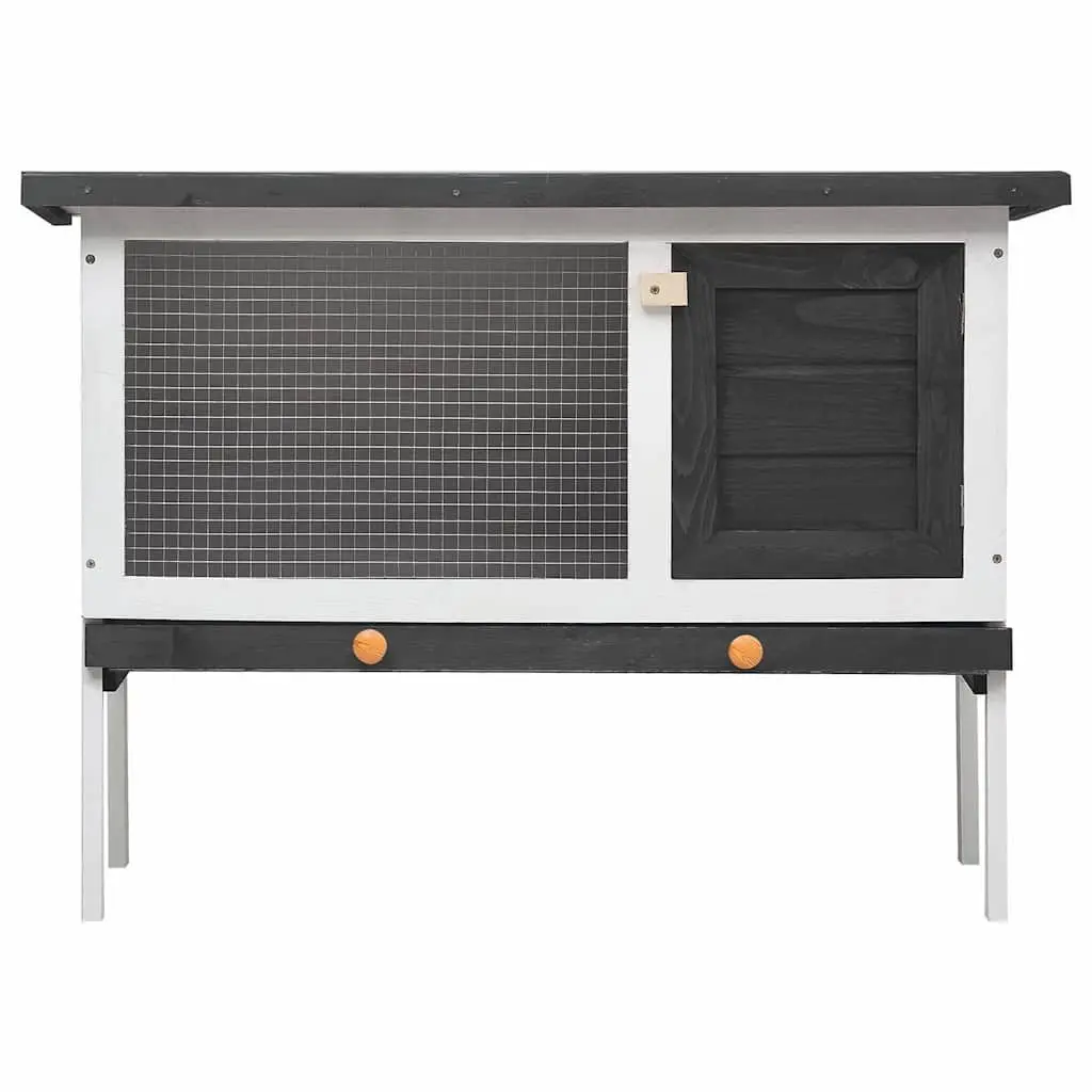 Outdoor Rabbit Hutch Small Animal Cage Enclosure Exercise Single Layer Grey Wood