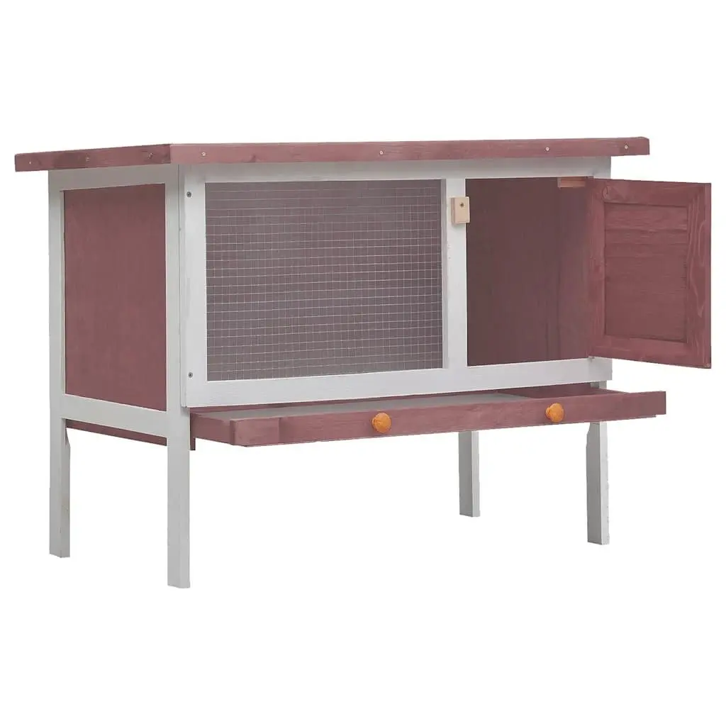Outdoor Rabbit Hutch Large Brown Wood Cage for Small Animal Exercise