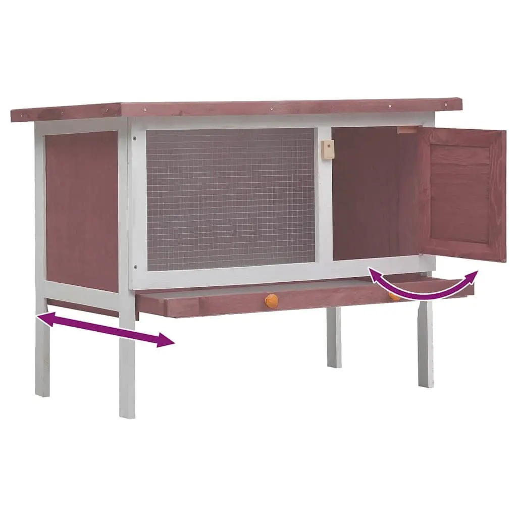 Outdoor Rabbit Hutch Large Brown Wood Cage for Small Animal Exercise