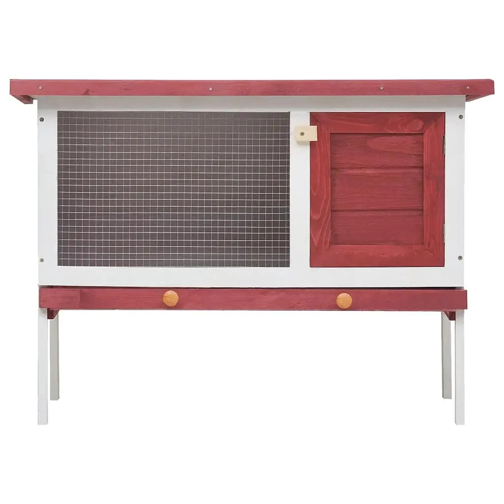 Outdoor Rabbit Hutch Small Animal Enclosure Single Layer Red Wood
