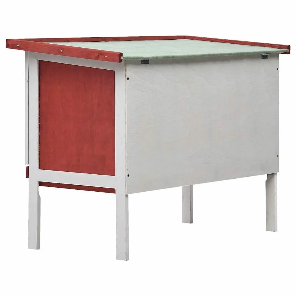 Outdoor Rabbit Hutch Small Animal Enclosure Single Layer Red Wood
