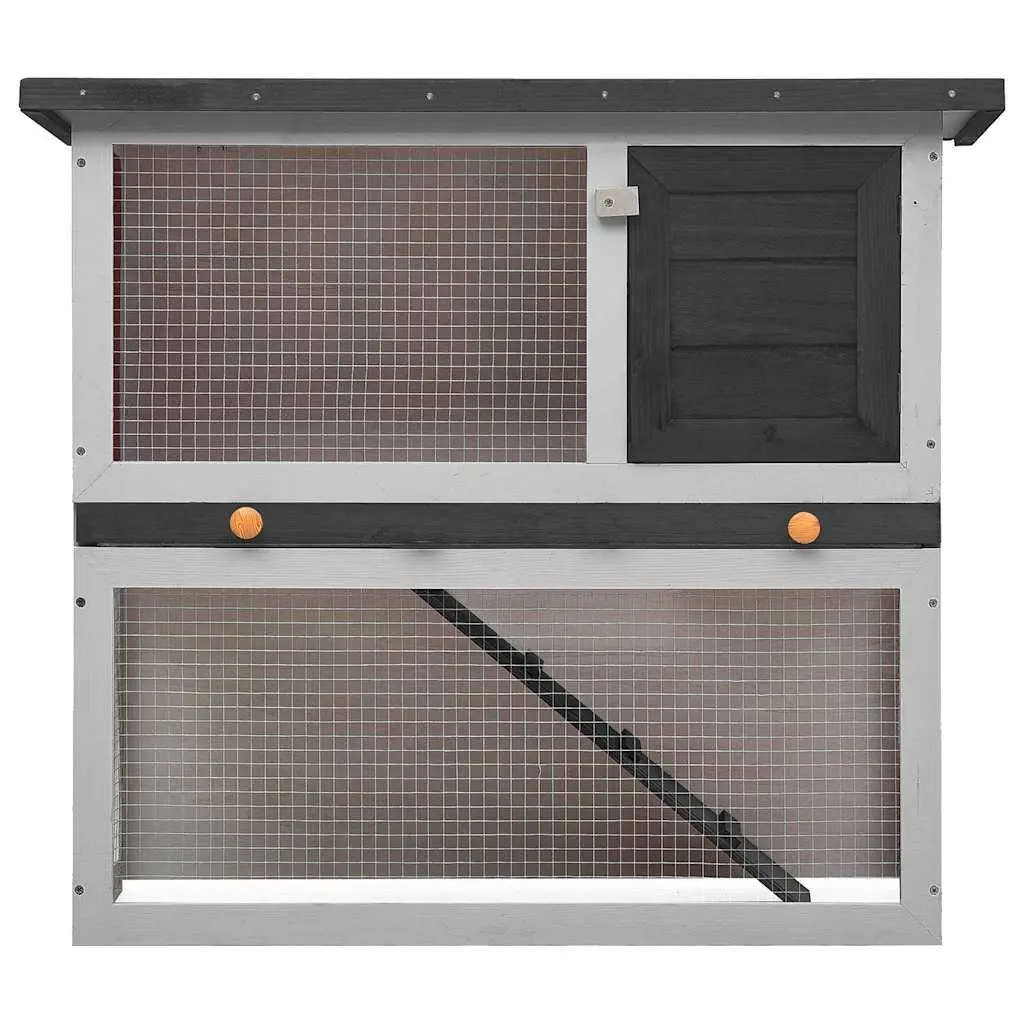 Rabbit Hutch Outdoor Small Animal Cage Wood Grey Enclosure