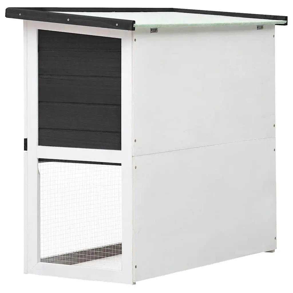 Rabbit Hutch Outdoor Small Animal Cage Wood Grey Enclosure