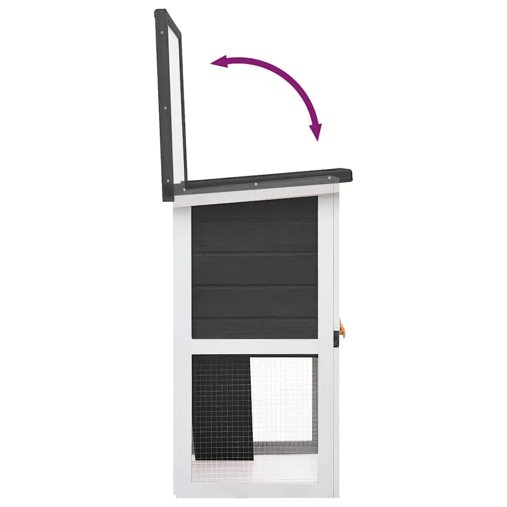 Rabbit Hutch Outdoor Small Animal Cage Wood Grey Enclosure