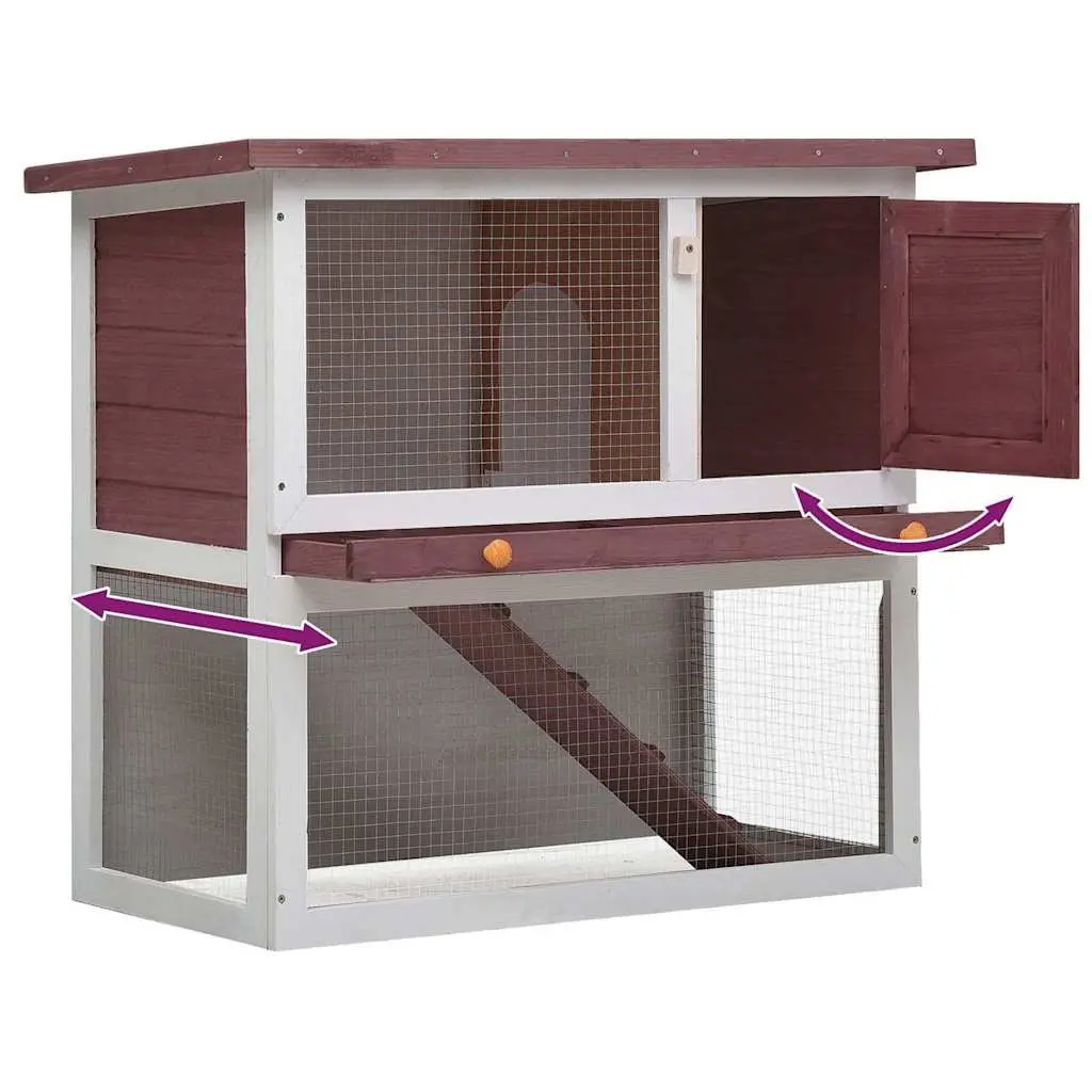 Outdoor Rabbit Hutch with Ramp Run Cage Small Animal Enclosure Wood Brown