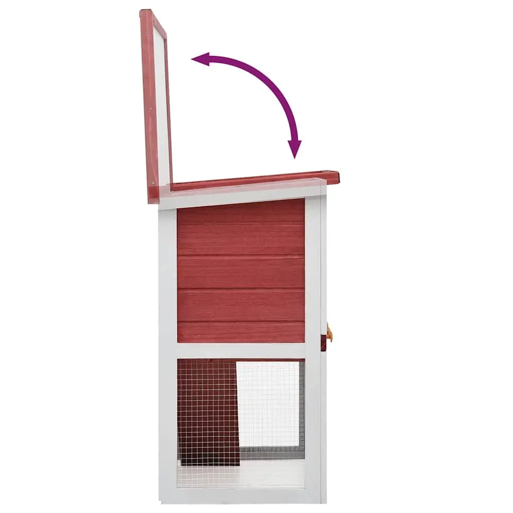 Outdoor Rabbit Hutch Wood Cage Small Animal Pet Enclosure with Ramp Door Red