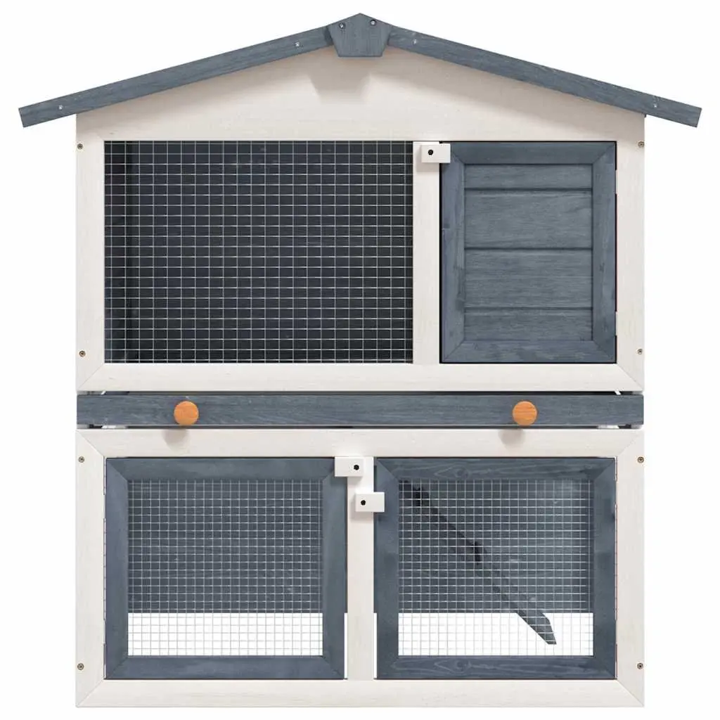 Rabbit Hutch Small Animal Cage Two Layer Grey