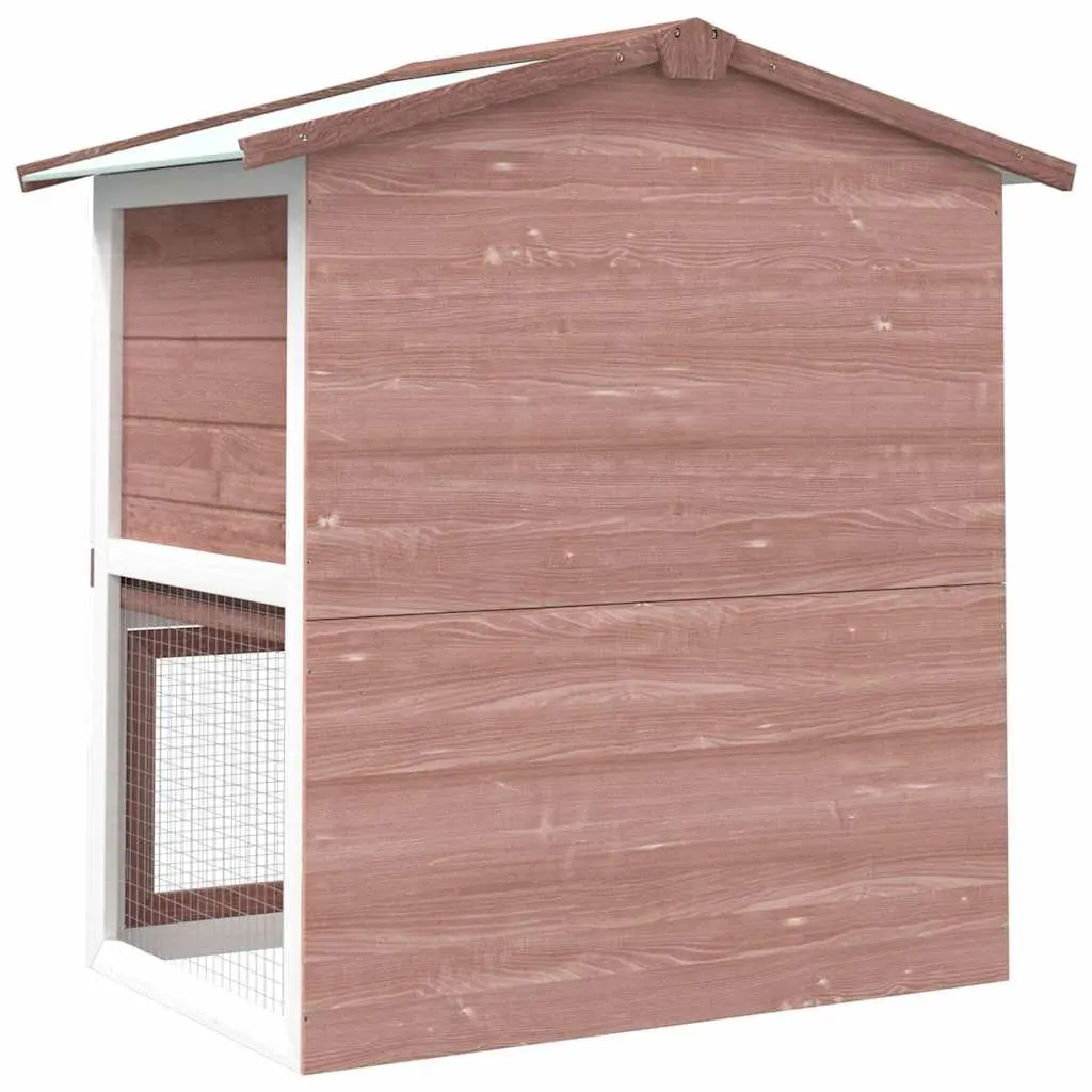 Rabbit Hutch Outdoor 2 Layer Brown Wood 3 Doors Small Animal Cage Exercise