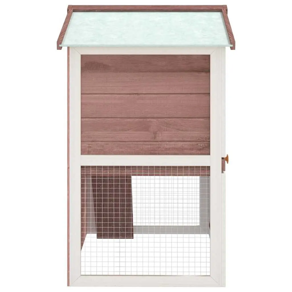 Rabbit Hutch Outdoor 2 Layer Brown Wood 3 Doors Small Animal Cage Exercise