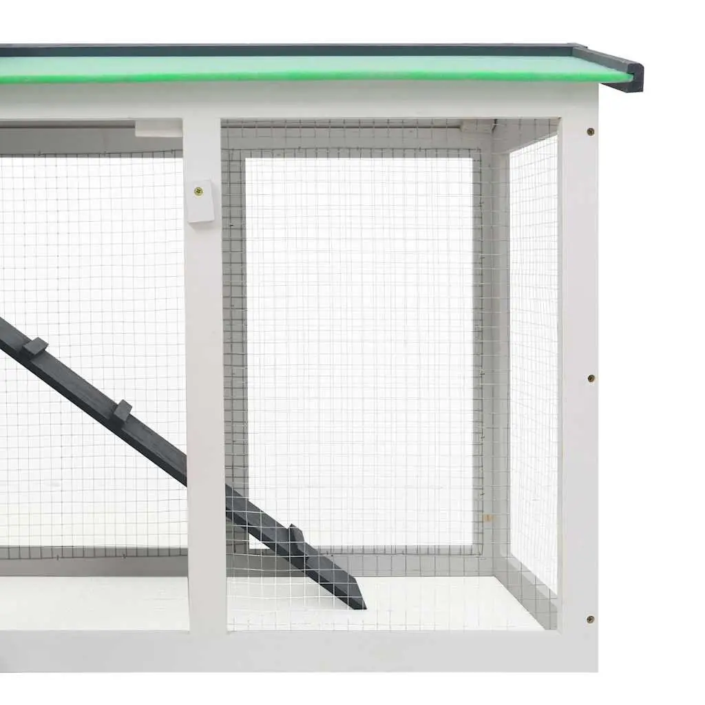 Large Wooden Rabbit Hutch 2-Layer Pet House 145x45x84cm Grey White