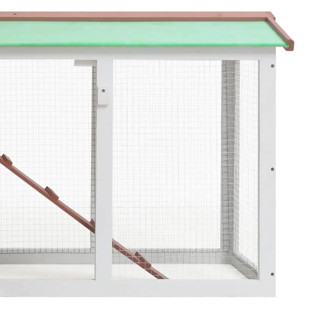 Outdoor Rabbit Hutch Large Two Layer Wooden Cage Run Brown and White