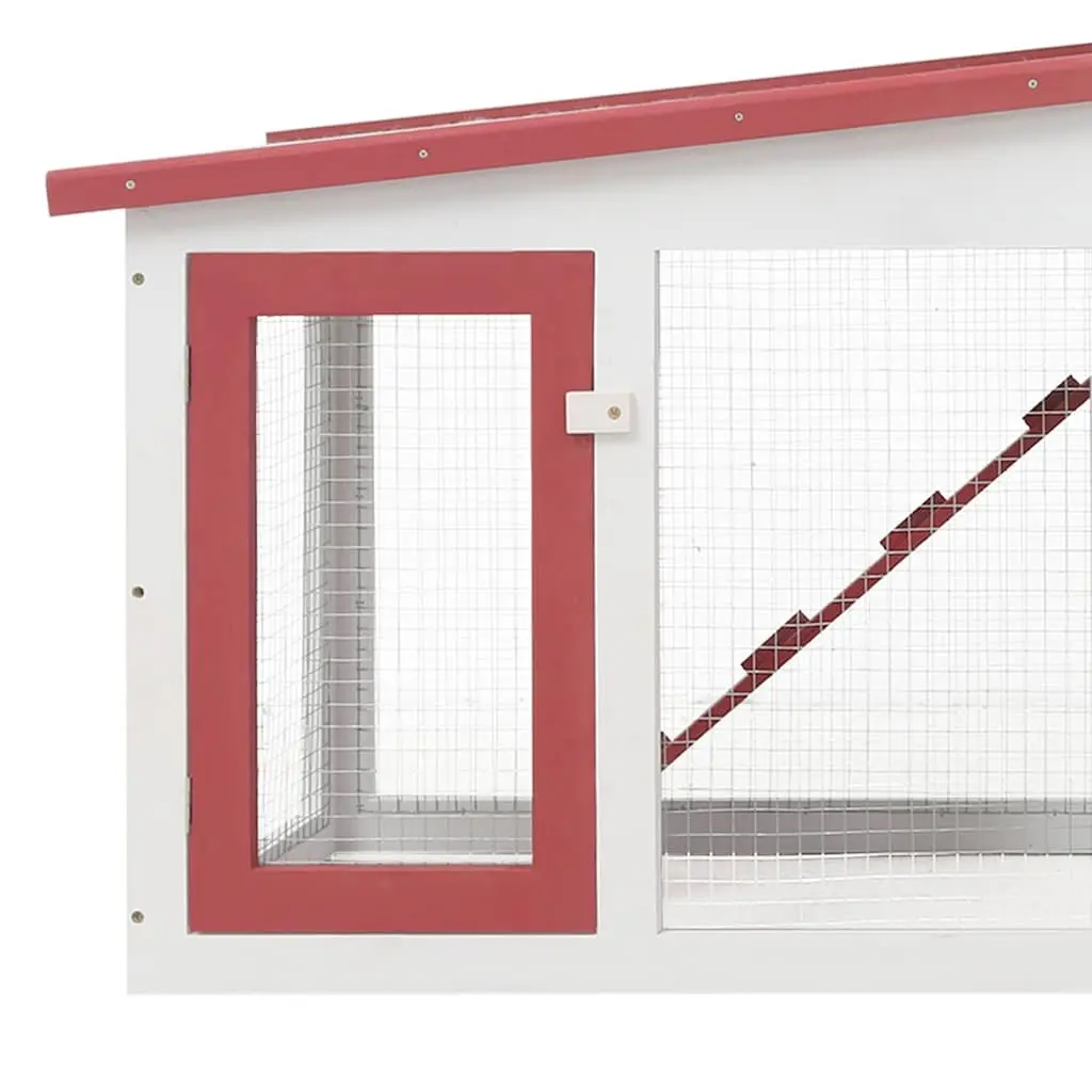 Large Outdoor Rabbit Hutch 2 Tier Wooden Cage with Run Red