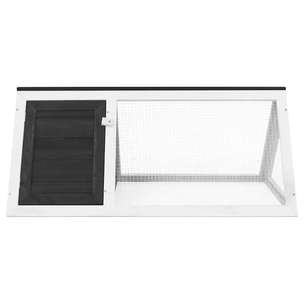 Small Animal Cage Rabbit Housing Grey Wooden Outdoor Indoor Enclosure