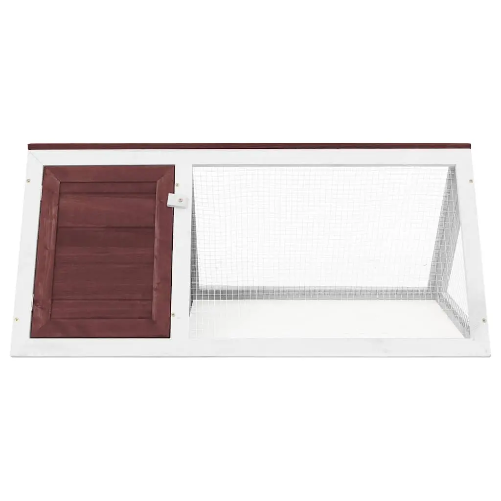 Rabbit Cage Small Animal Habitat Brown Wood Wire Mesh Door Outdoor