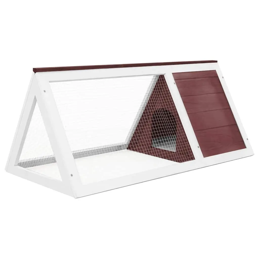 Rabbit Cage Small Animal Habitat Brown Wood Wire Mesh Door Outdoor