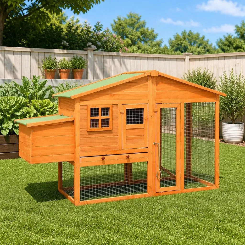 Chicken Coop Nest Box Large Run Galvanised Steel Wire Mesh Brown