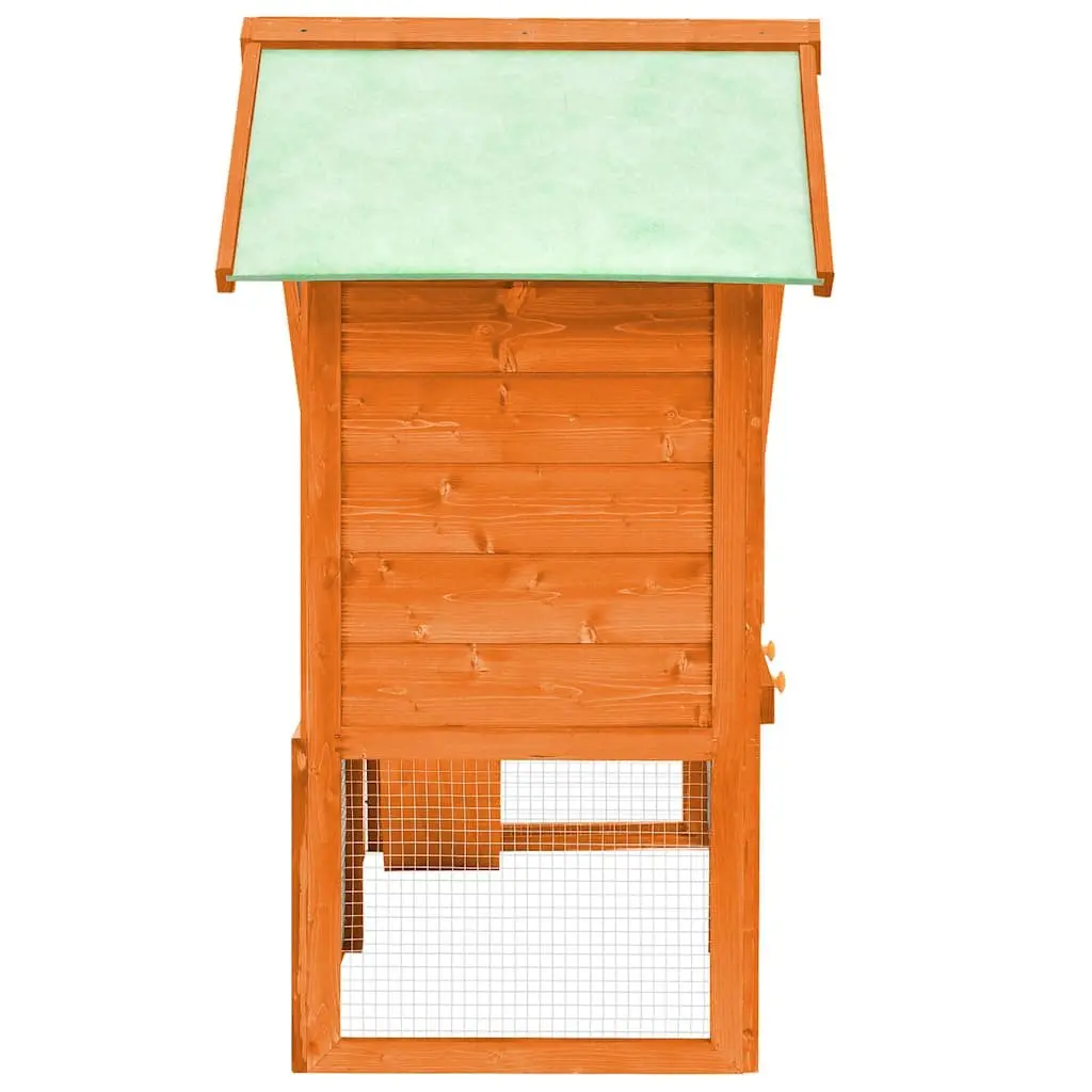 Rabbit Hutch 2-Tier Wooden Small Animal Cage with Ramp 140 x 63 x 120 cm Brown