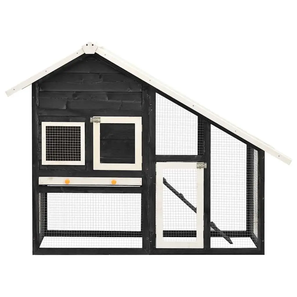 Rabbit Hutch Two Storey Wooden Cage Small Animal Pet House Grey White