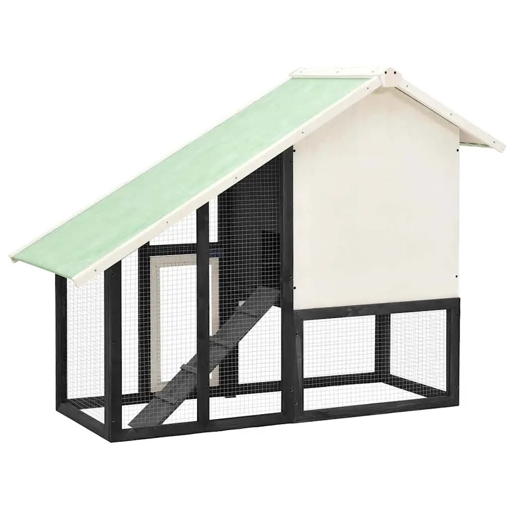 Rabbit Hutch Two Storey Wooden Cage Small Animal Pet House Grey White