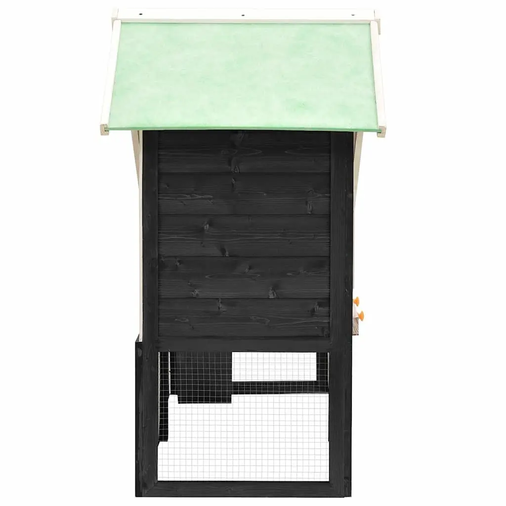 Rabbit Hutch Two Storey Wooden Cage Small Animal Pet House Grey White
