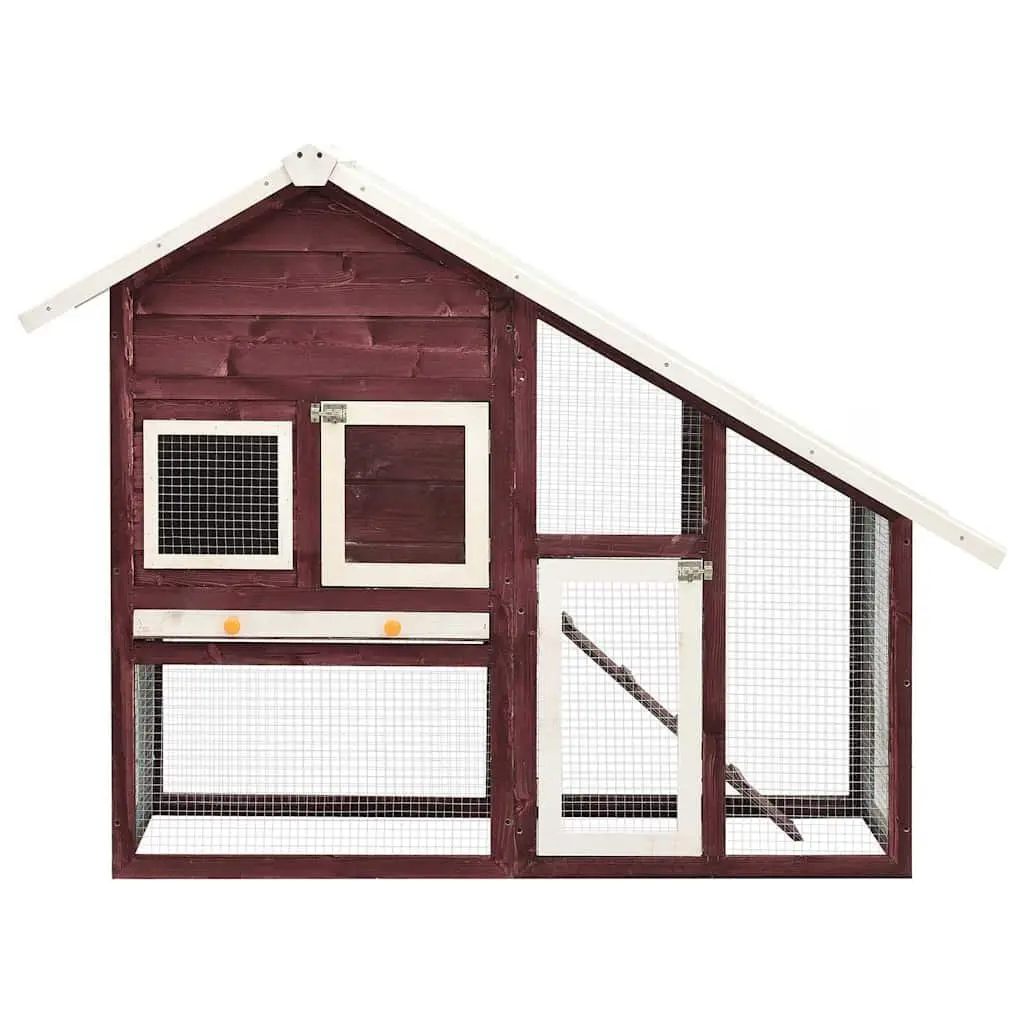 Rabbit Hutch Two-Tier Small Animal Cage Wooden Firwood Frame Steel Mesh Doors