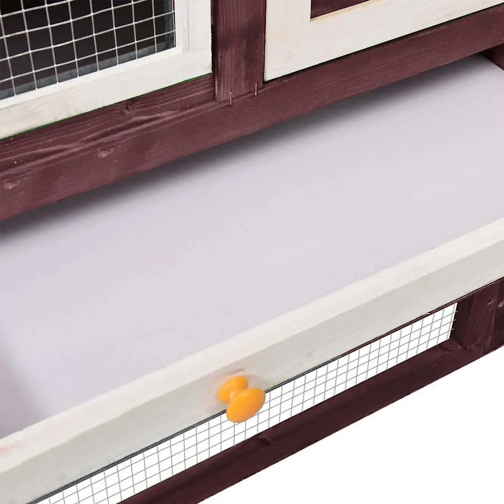 Rabbit Hutch Two-Tier Small Animal Cage Wooden Firwood Frame Steel Mesh Doors